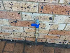 New quarter-turn garden taps on a brick wall in Bonnet Bay
