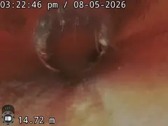 Drain camera view of a sewer line about 14 metres from a Kirrawee toilet